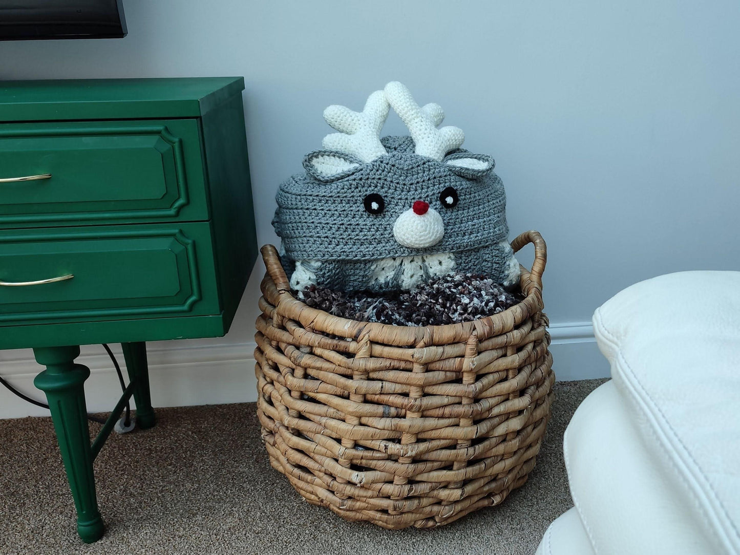 2in1 Hooded Reindeer Blanket Crochet Pattern | Kids Adults Christmas Reindeer Afghan | Wearable Blanket Hoodie Birthday Gift Blanket Throw
