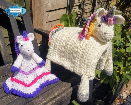 Unicorn Baby Blanket & Unicorn Lovey Baby Shower Set CROCHET PATTERN Multipurpose Baby Blanket Toy Play Mat Cot Blanket Baby Security Blanke
