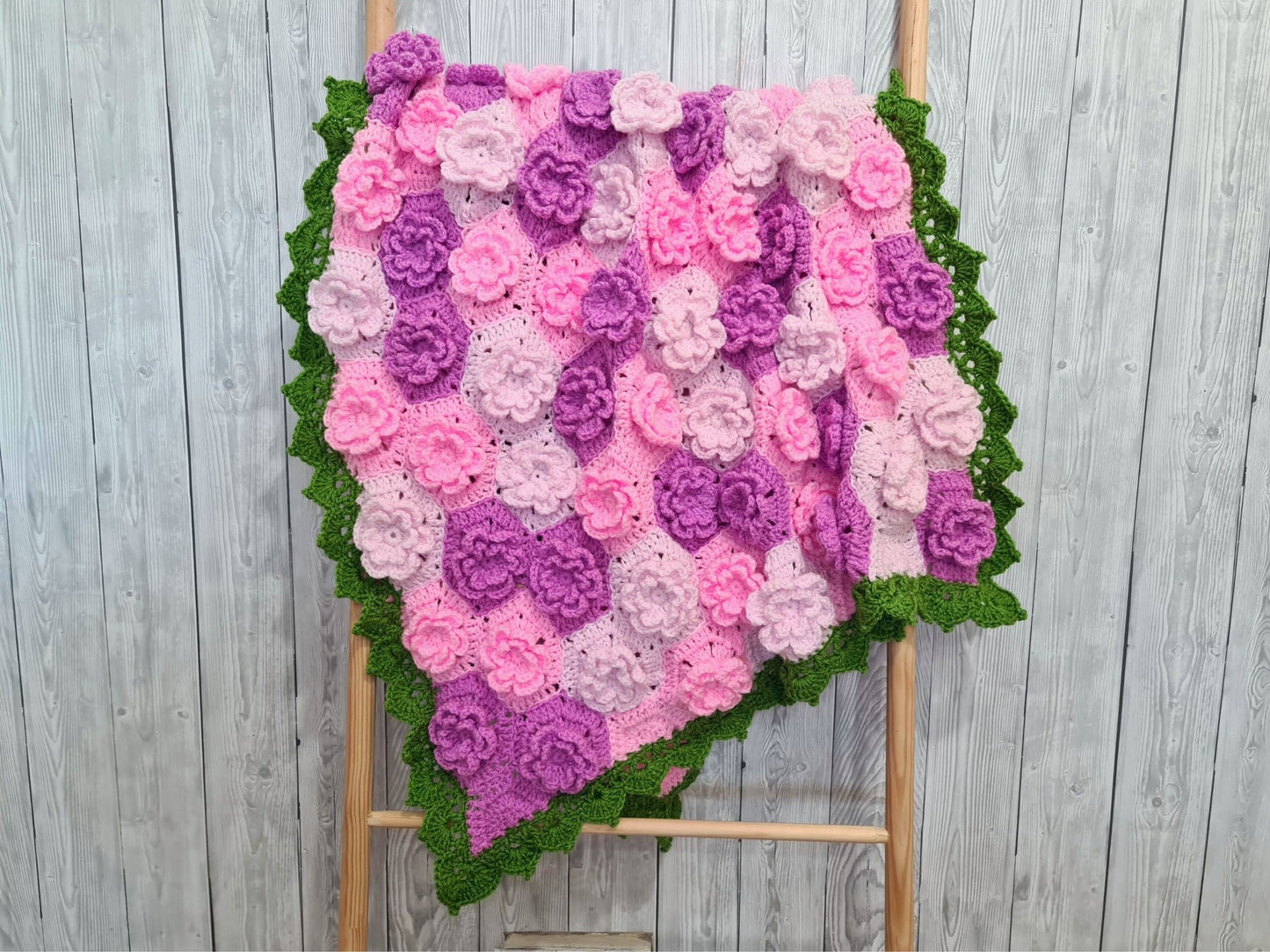 Summer Garden Flower Baby Blanket Lapghan Crochet Pattern | Hexagon Blanket Baby Shower Gift Easy Flower Blanket Afghan Christmas Birthday