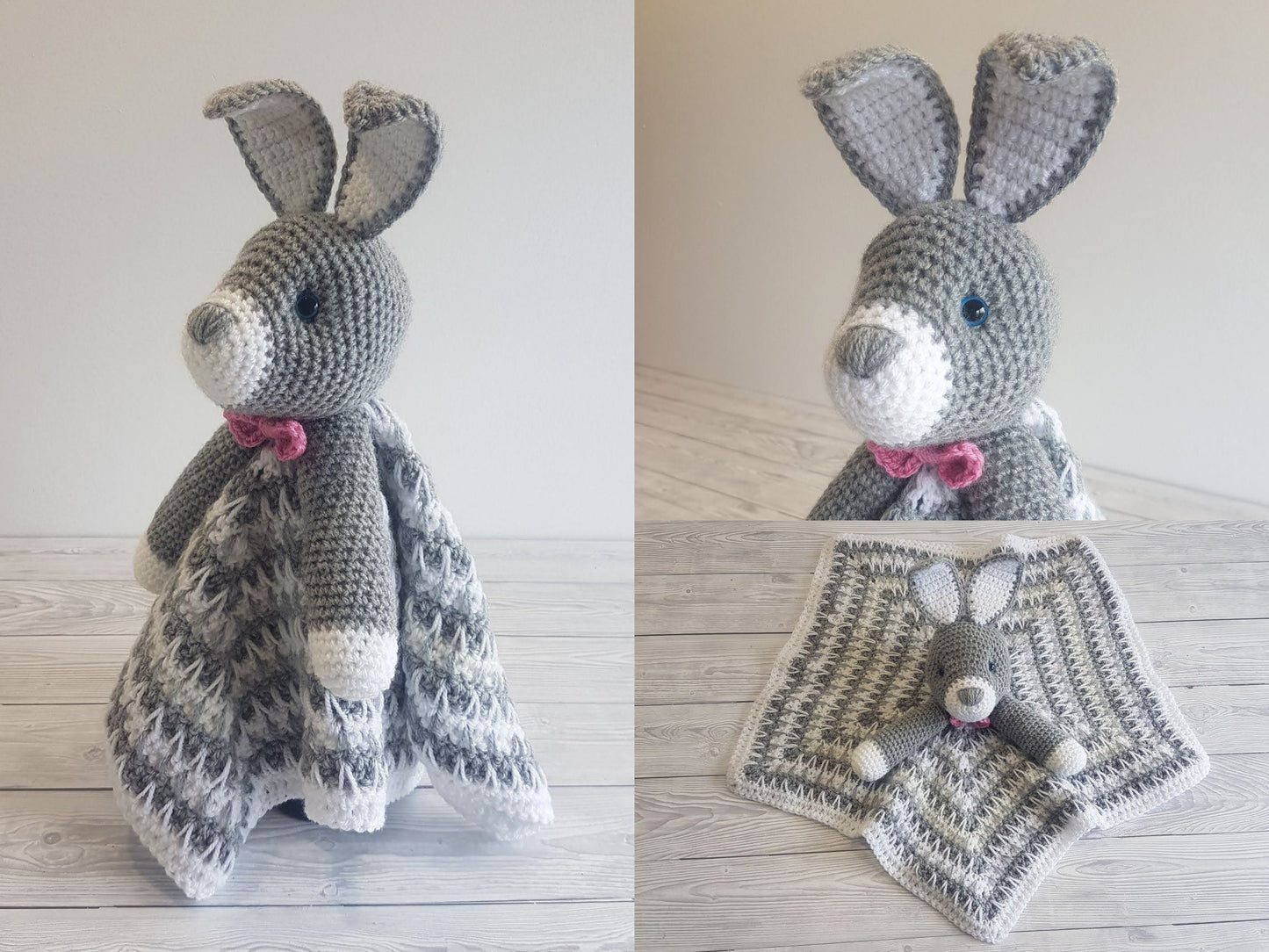 Bun Bun Bunny Loveys Blanket Crochet Patterns | Security Blanket Baby Shower Gift | Farm Animals Baby Lovey Cuddle Play Toy Amigurumi Bunny
