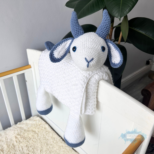 3in1 Farm Goat Folding Baby Blanket Crochet Pattern | Farm Animal Blanket Lovey Crochet Afghan Pram Toy Play Mat Baby Shower Gift Birthday