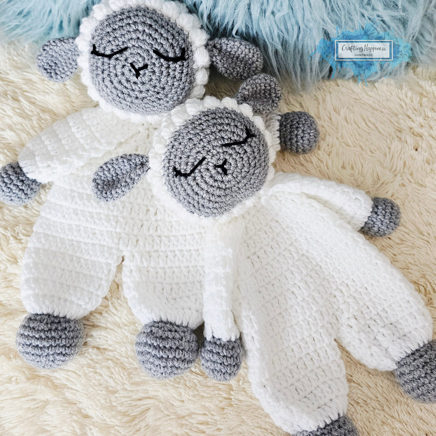 Lamb Ragdoll Baby Lovey Blanket Comforter Security Blanket Crochet Pattern | Baby Shower Gift - Farm Animals Sheep Lovey - Blankie For Baby