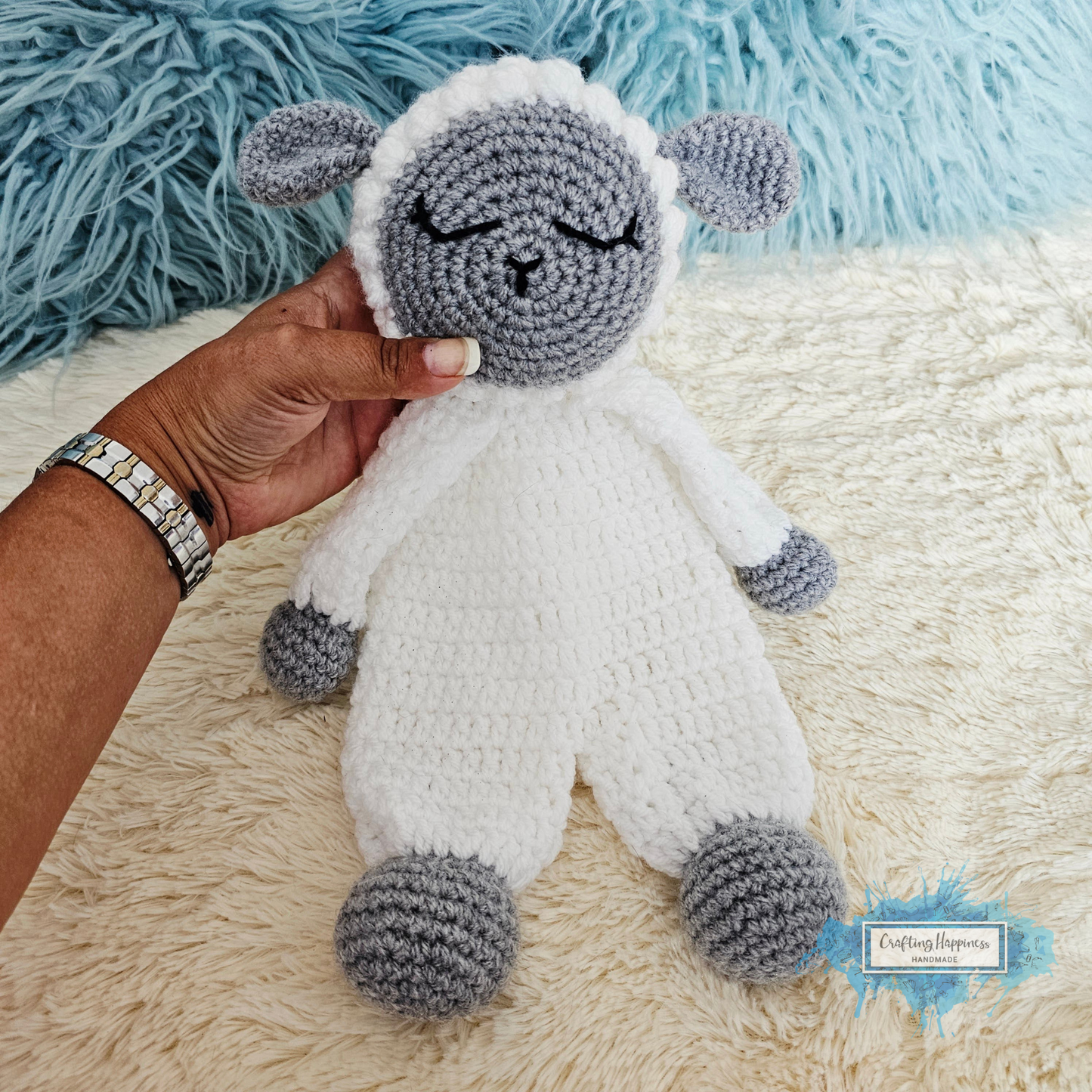 Lamb Ragdoll Baby Lovey Blanket Comforter Security Blanket Crochet Pattern | Baby Shower Gift - Farm Animals Sheep Lovey - Blankie For Baby