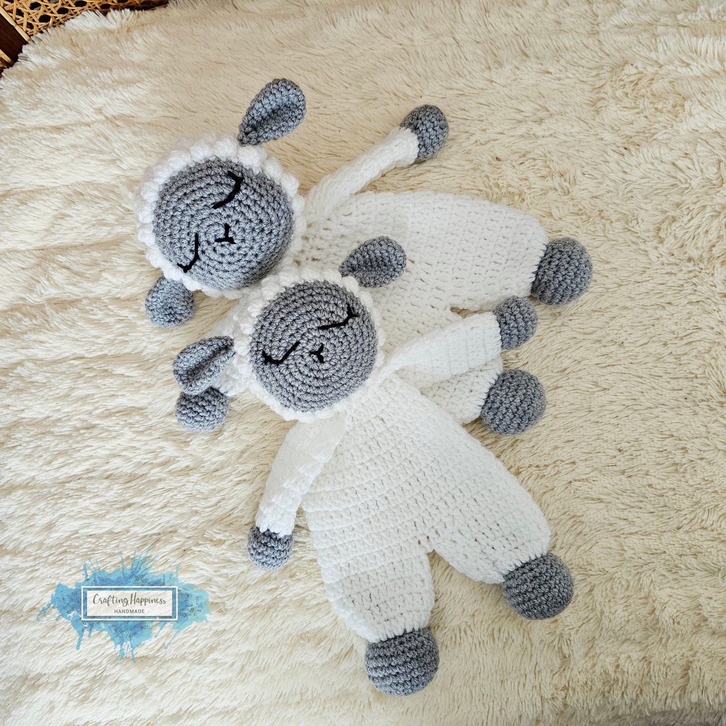 Lamb Ragdoll Baby Lovey Blanket Comforter Security Blanket Crochet Pattern | Baby Shower Gift - Farm Animals Sheep Lovey - Blankie For Baby