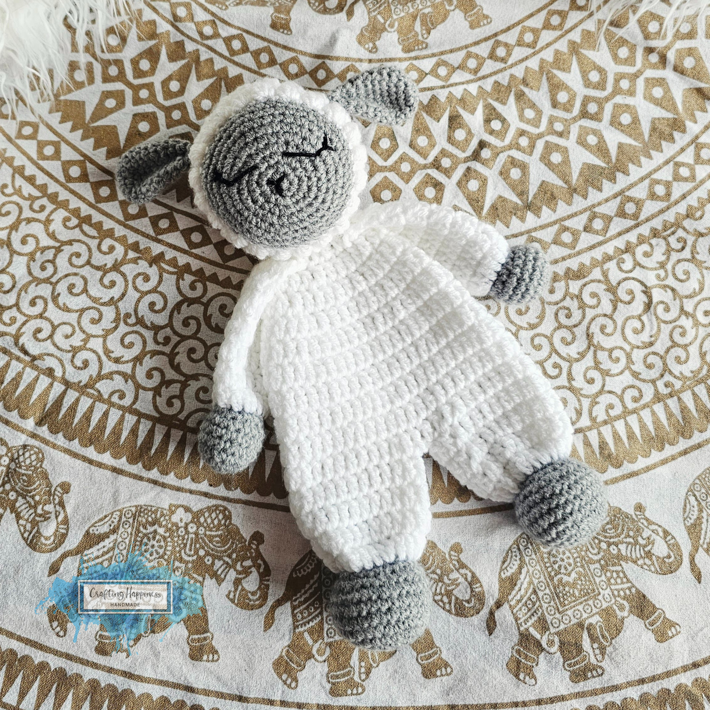 Lamb Ragdoll Baby Lovey Blanket Comforter Security Blanket Crochet Pattern | Baby Shower Gift - Farm Animals Sheep Lovey - Blankie For Baby
