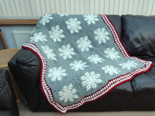 Winter Snowflake Afghan Blanket Lapghan Crochet Pattern | Snowflake Blanket Baby Shower Gift Granny Square Blanket Baby Gift Birthday Gift