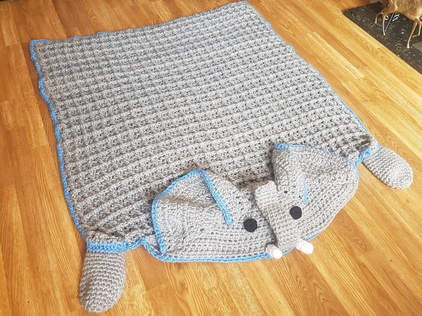2 in 1 Elephant Hooded Blanket in Adult and Child Sizes Crochet Pattern - Safari Animal Decorative Folding Blanket  Birthday Christmas Gift