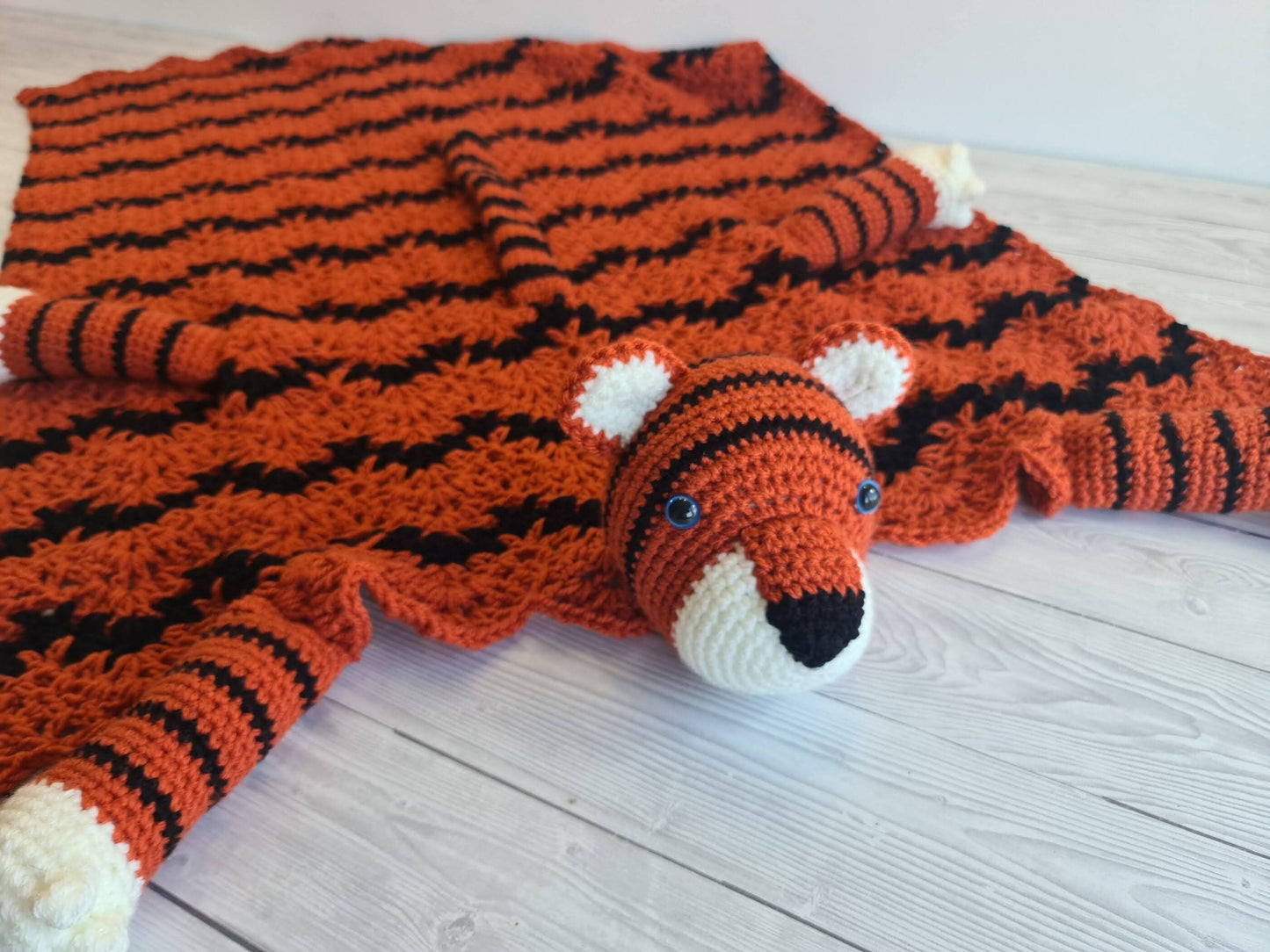 3in1 Jungle Tiger Folding Baby Blanket Crochet Pattern | Pram Toy Security Blanket Lovey Tiger Baby Shower Baby Gift Birthday Nursery Decor