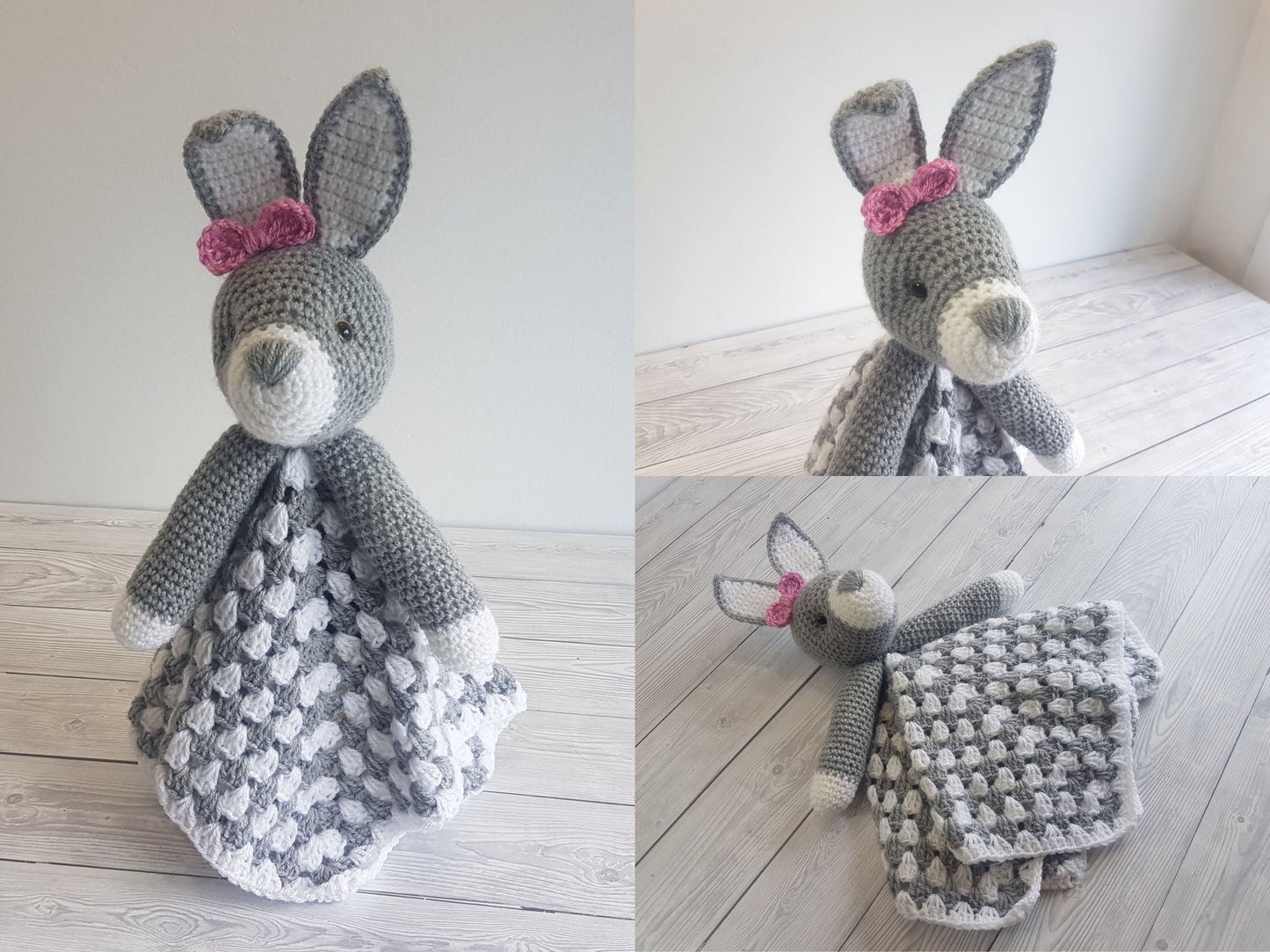 Bun Bun Bunny Loveys Blanket Crochet Patterns | Security Blanket Baby Shower Gift | Farm Animals Baby Lovey Cuddle Play Toy Amigurumi Bunny
