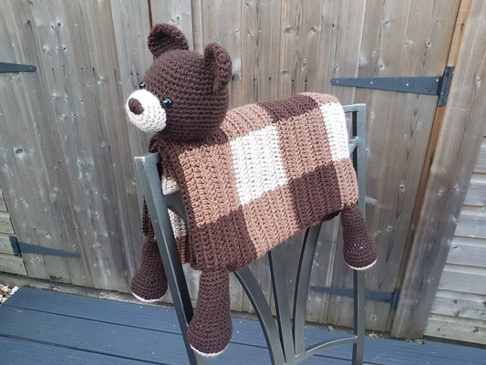 Woodland Bear Baby Blanket Crochet Pattern | Amigurumi Toy Blanket, Teddy Blanket, Crochet Animal Blanket Woodland Nursery, Baby Shower Gift