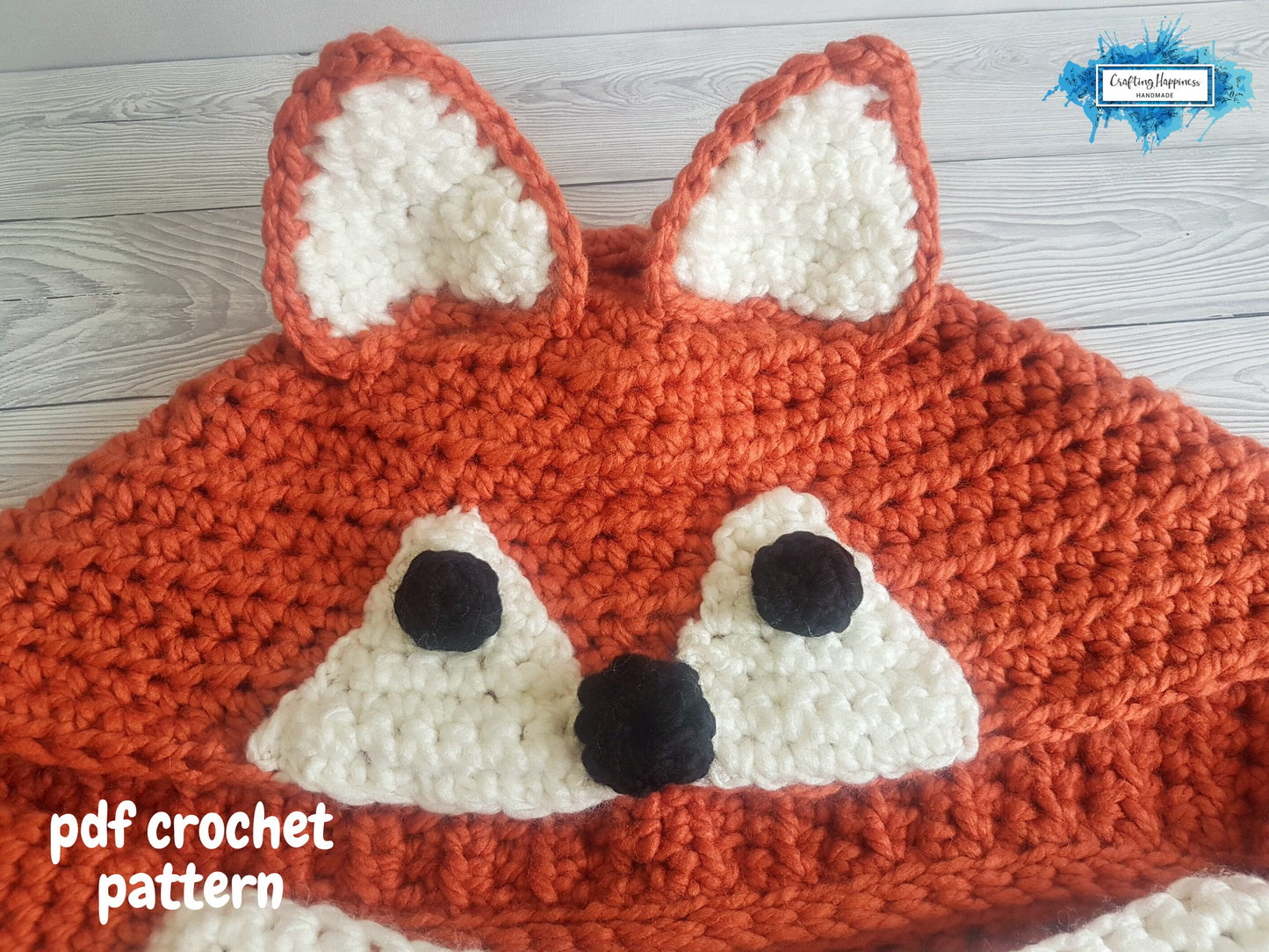 Woodland Fox Hooded Blanket For Adults & Kids Crochet Pattern | Animal Blanket With Hood | Wearable Blanket | Fox Blanket Child | Present